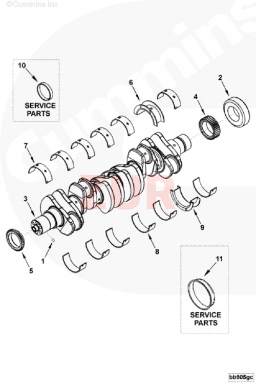 Вкладыш к/в 0,75 коренной верхний 4-6BT,ISBe,ISDe (АНАЛОГ) (C) (3901093/4938935)